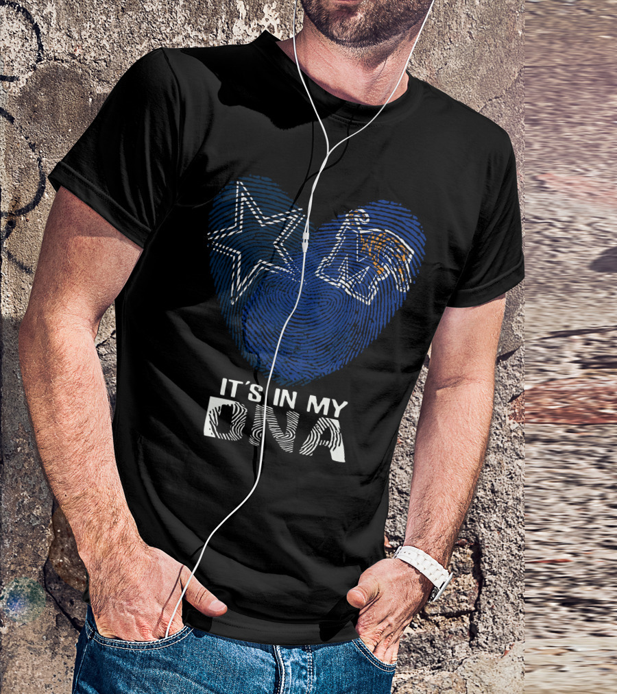 Cowboys Memphis Tigers It's In My DNA Fingerprint Heart With Star And Tiger T-Shirt