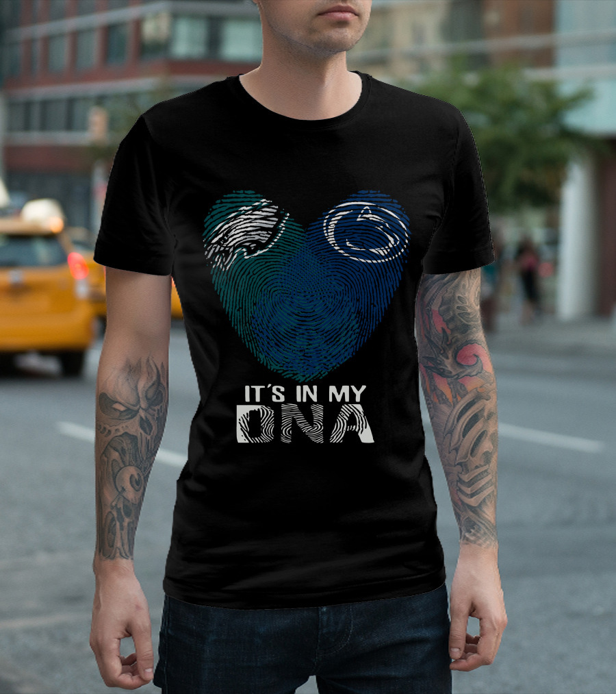 Philadelphia Eagles Penn State Fingerprint Heart It's In My DNA T-Shirt