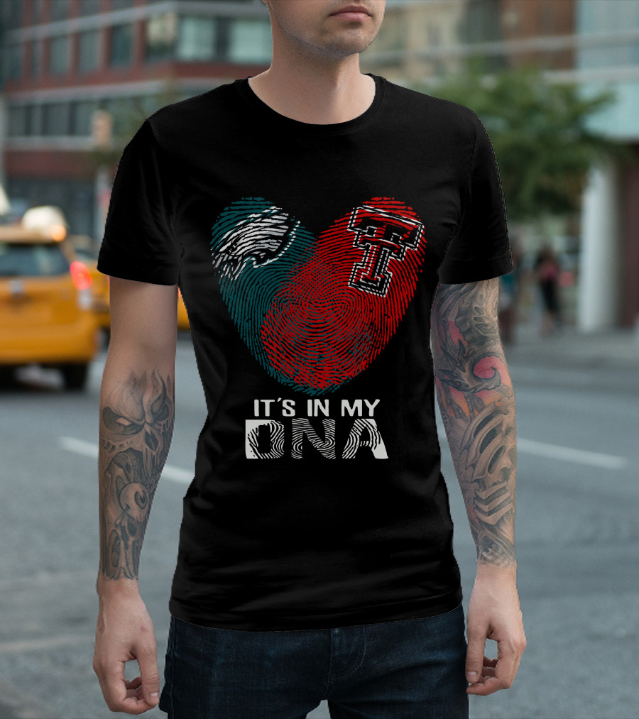 Philadelphia Eagles Texas Tech Fingerprint It's In My DNA T-Shirt