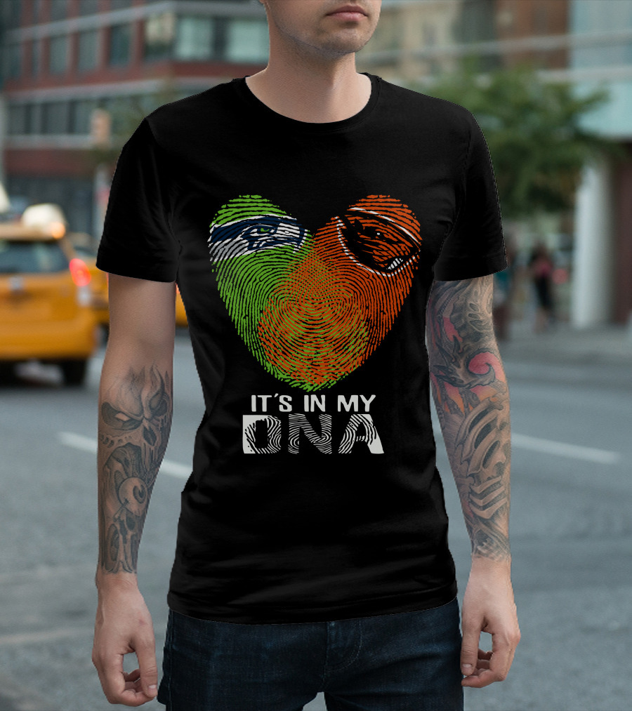 Seahawks Beavers It's In My DNA Heart Fingerprint T-Shirt