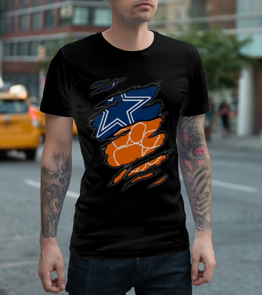 Dallas Cowboys Clemson Tigers Paw Claw Marks T-Shirt