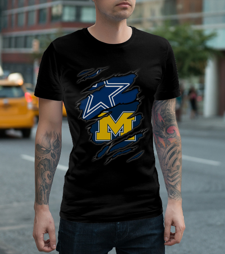 Cowboys Dallas Star Michigan Wolverines M Logo Combo T-Shirt