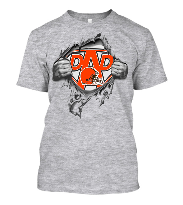 Super Dad Cleveland Browns Helmet Inside Torn Superhero Symbol T-Shirt