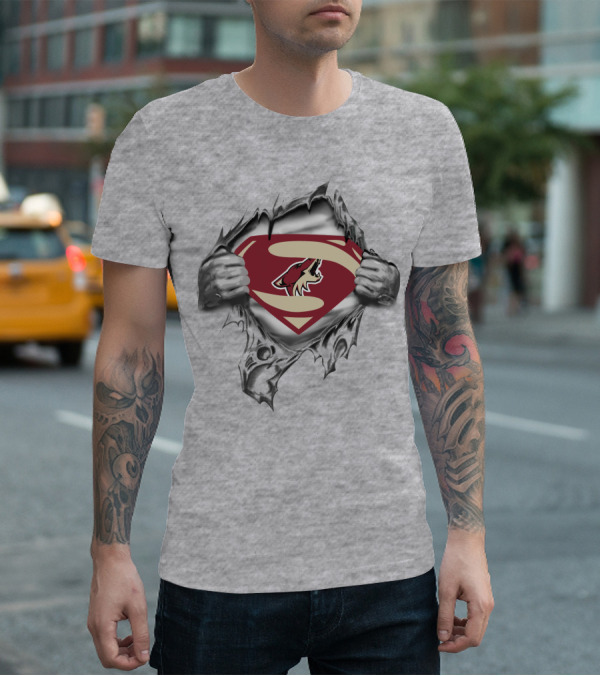 Coyotes Logo Superman Shield Rip T-Shirt