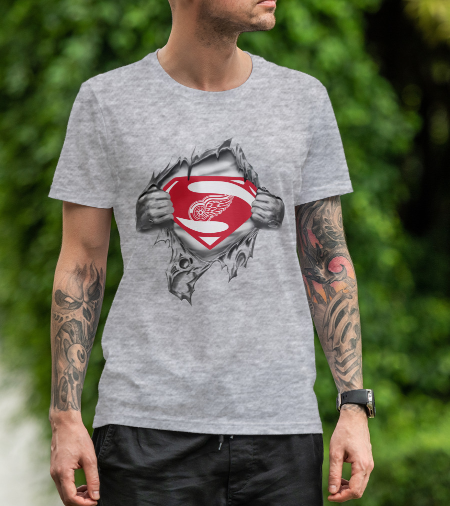 Detroit Red Wings Superman Logo Burst T-Shirt
