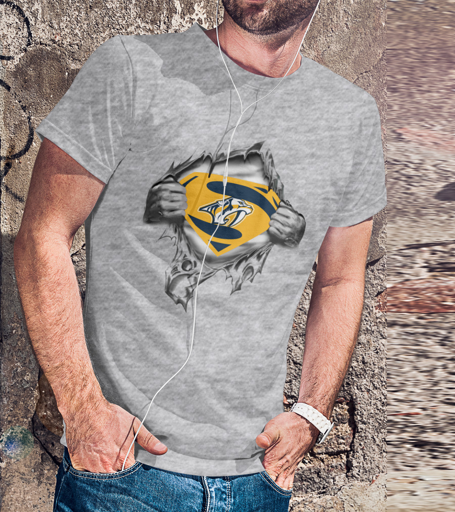 Nashville Predators Super Man Logo Shield Strength T-Shirt