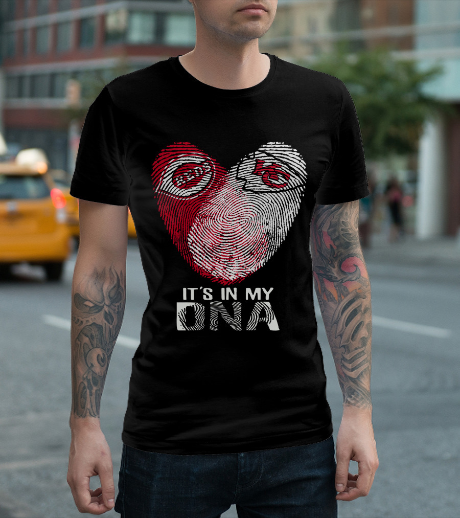 Cincinnati Reds Chiefs It's In My DNA Fingerprint Heart T-Shirt