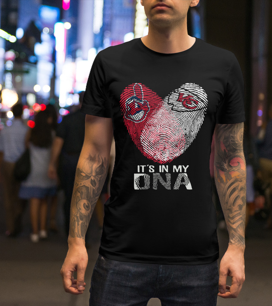 It's In My DNA Cleveland Indians Chiefs Fingerprint Heart T-Shirt