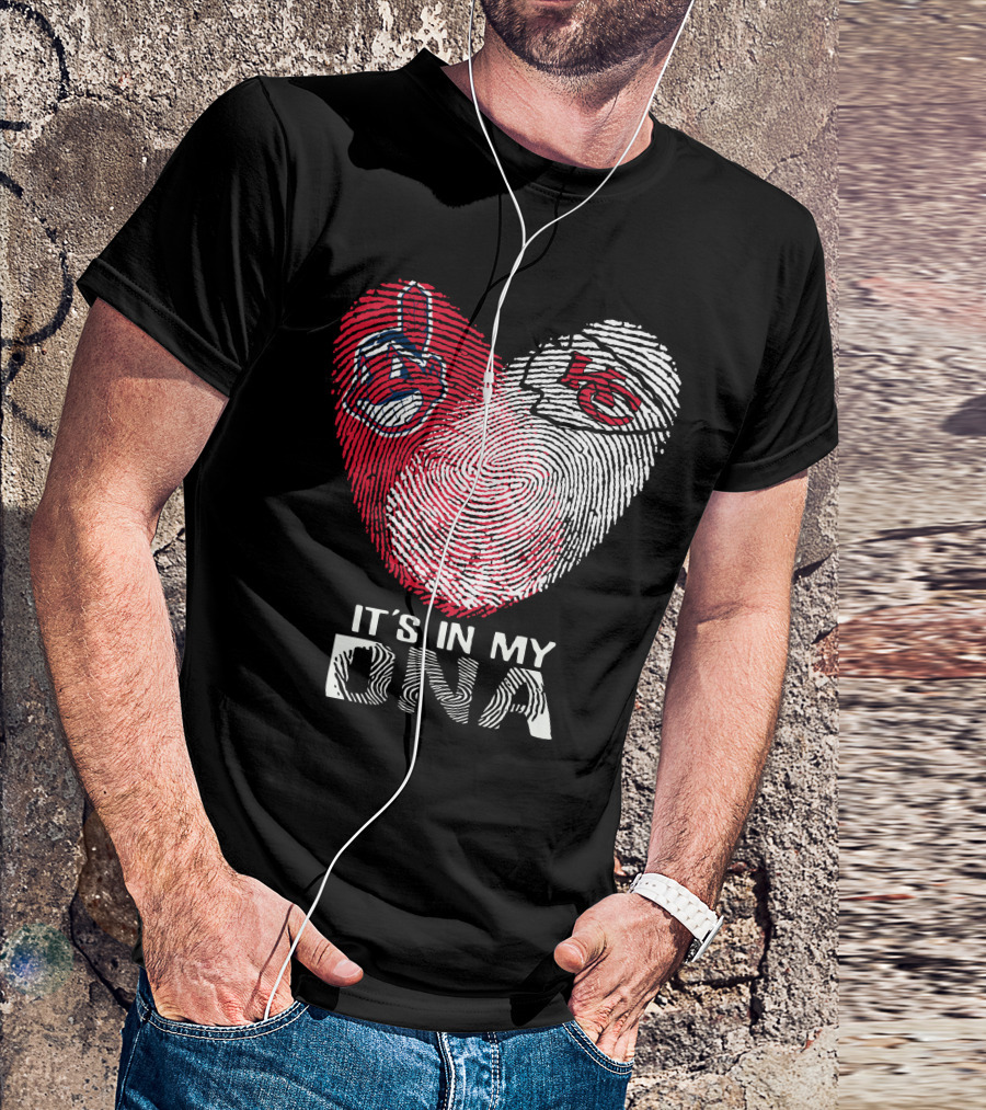 It's In My DNA Cleveland Indians Chiefs Fingerprint Heart T-Shirt
