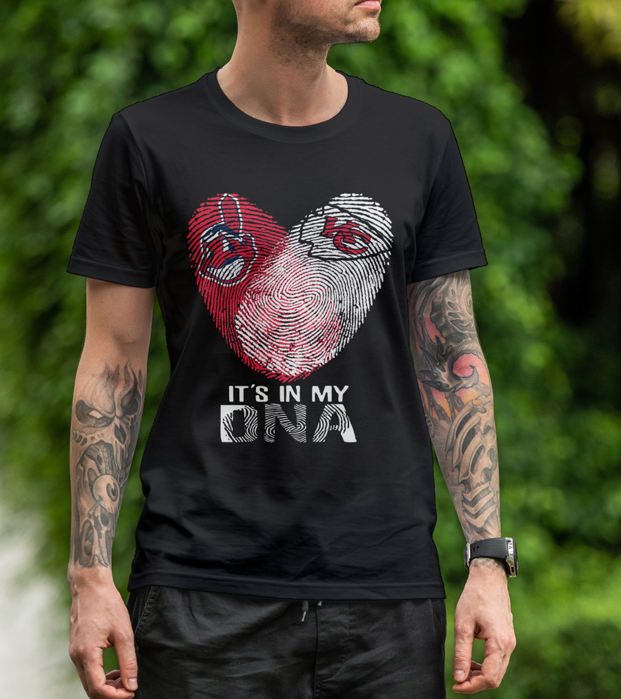 It's In My DNA Cleveland Indians Chiefs Fingerprint Heart T-Shirt