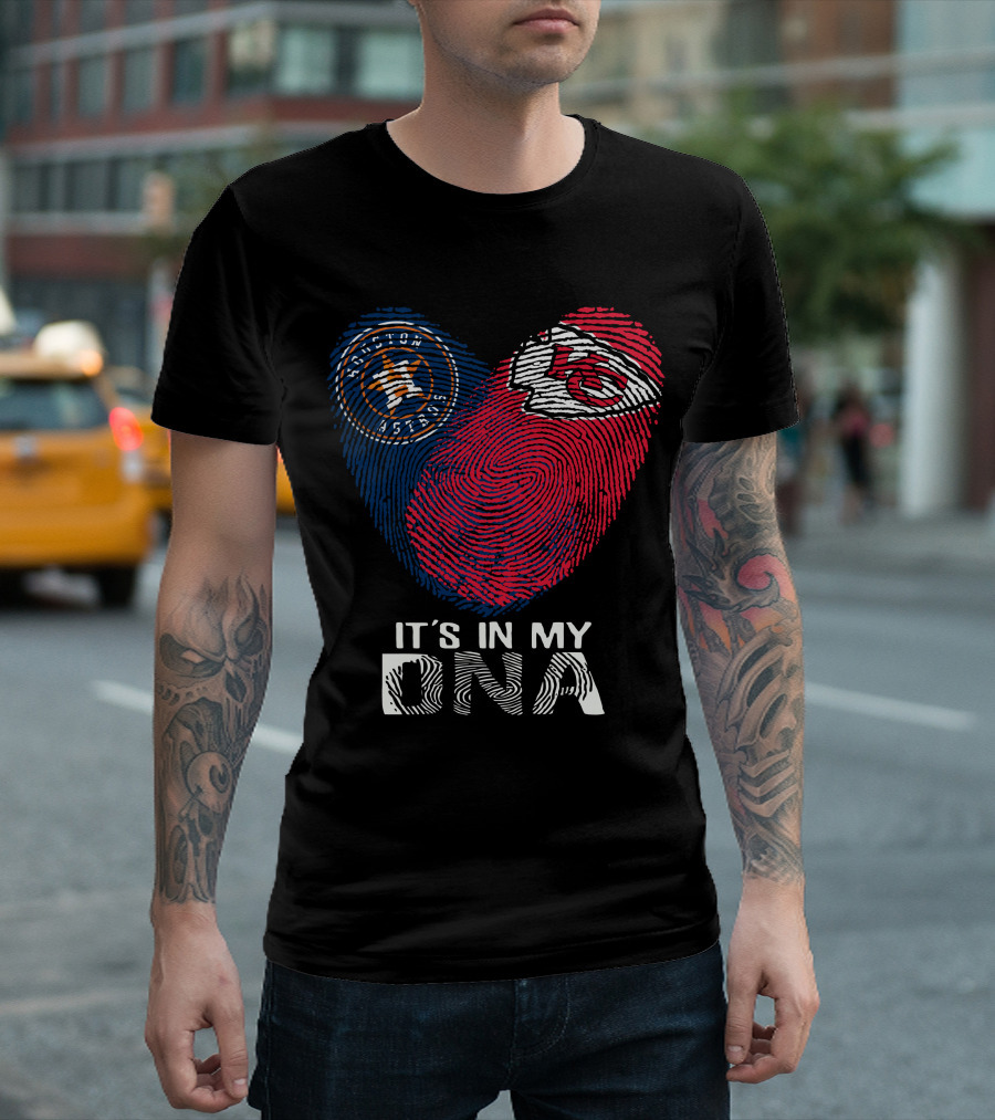 Houston Astros Chiefs It's in My DNA Fingerprint Heart T-Shirt