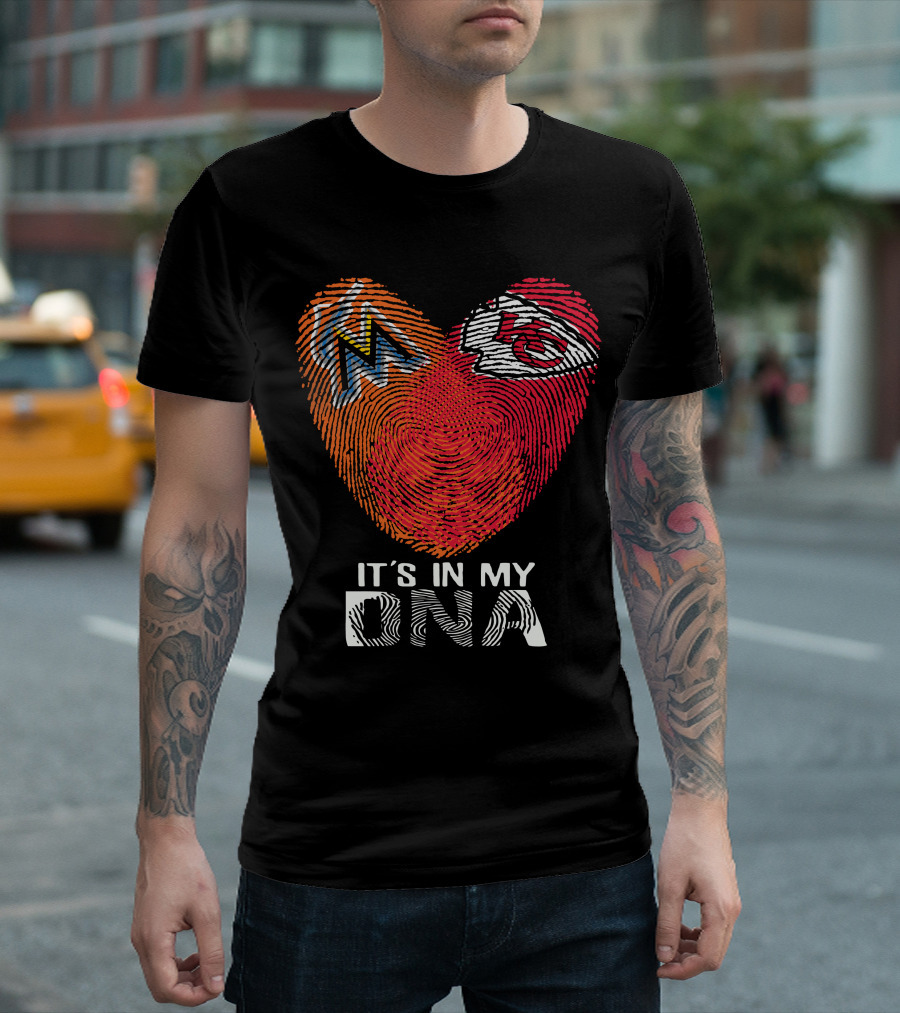 Miami Marlins Kansas City Chiefs It's In My DNA T-Shirt