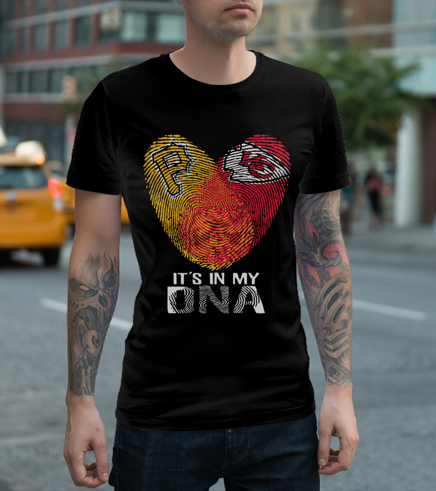 Pittsburgh Pirates Kc Chiefs It's In My Dna Fingerprint Heart T-Shirt