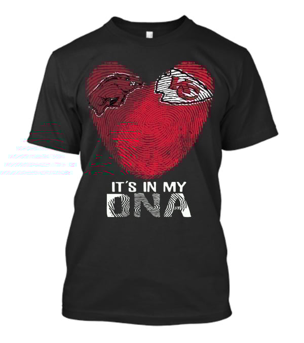 Arkansas Razorbacks Chiefs It's In My Dna Fingerprint Heart T-Shirt