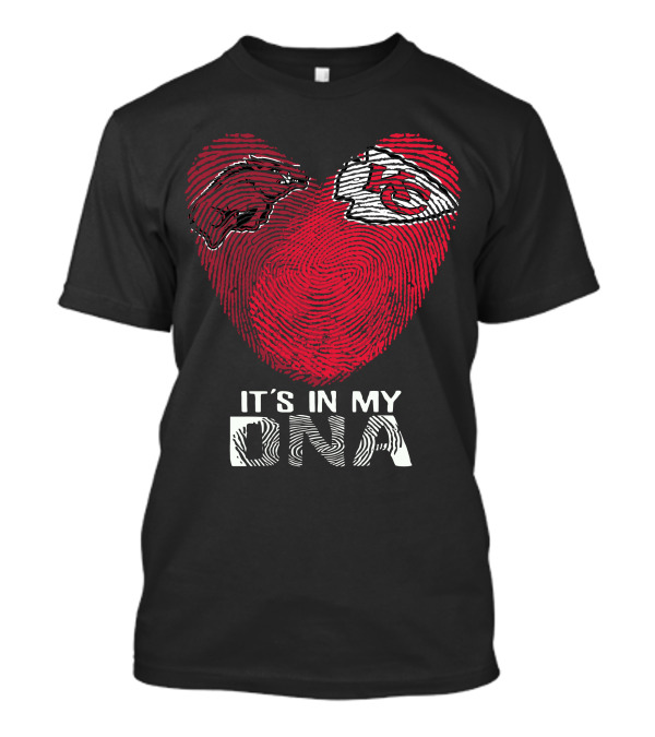 Arkansas Razorbacks Chiefs It's In My Dna Fingerprint Heart T-Shirt