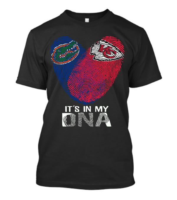 Gators Chiefs It's In My Dna Heart Fingerprint T-Shirt