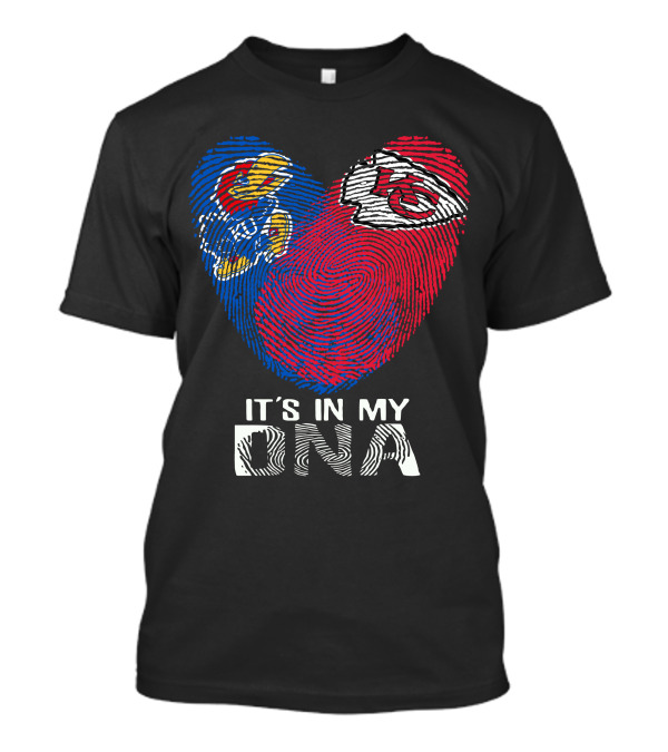 Kansas Jayhawks Chiefs Fingerprint Heart It's In My Dna T-Shirt