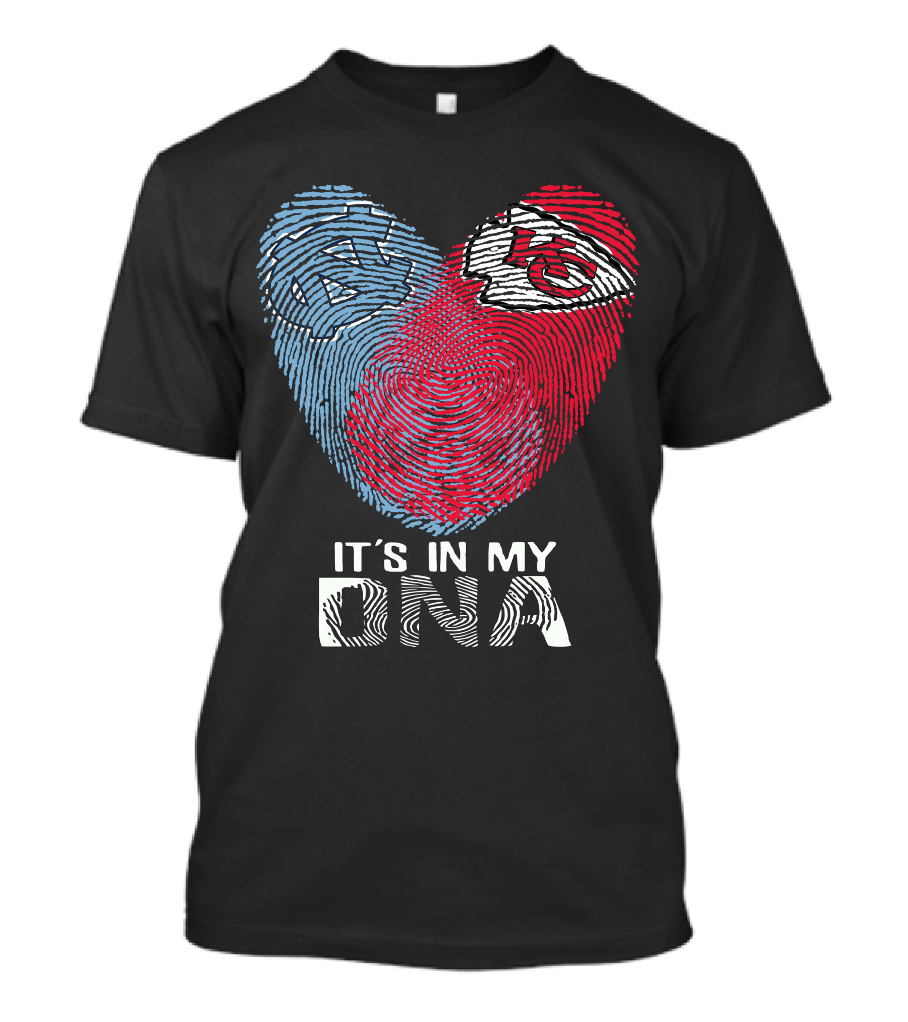 North Carolina Tar Heels Kansas City Chiefs It's In My Dna Fingerprint Heart T-Shirt