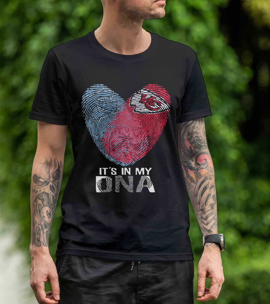 North Carolina Tar Heels Kansas City Chiefs It's In My Dna Fingerprint Heart T-Shirt