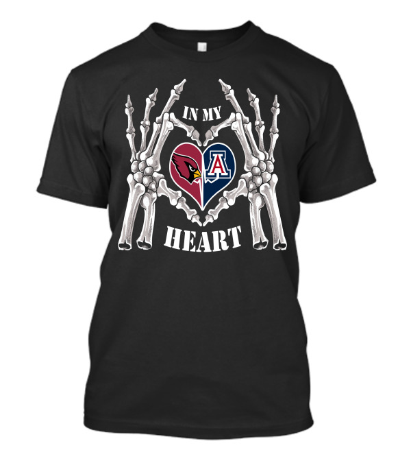 In My Heart Arizona Cardinals Wildcats Skeleton Hands T-Shirt
