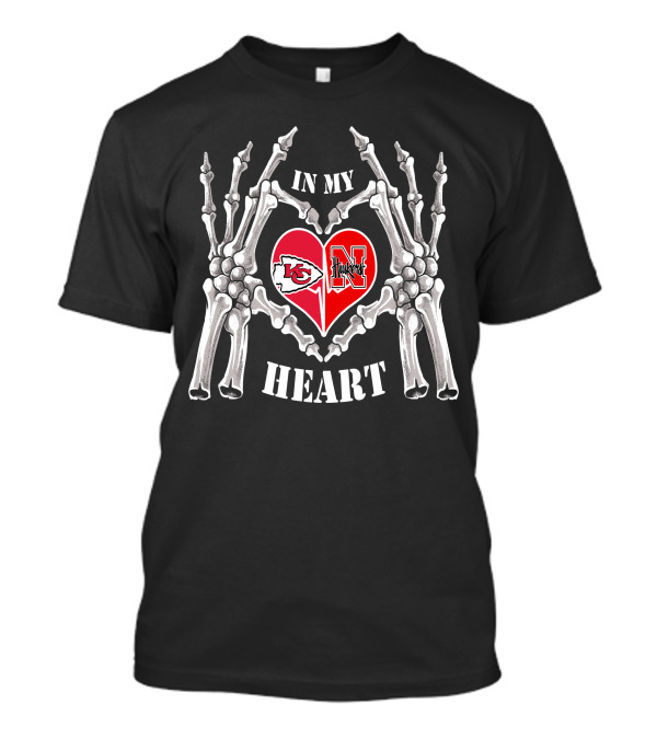 In My Heart Chiefs Huskers Skeleton Hands T-Shirt