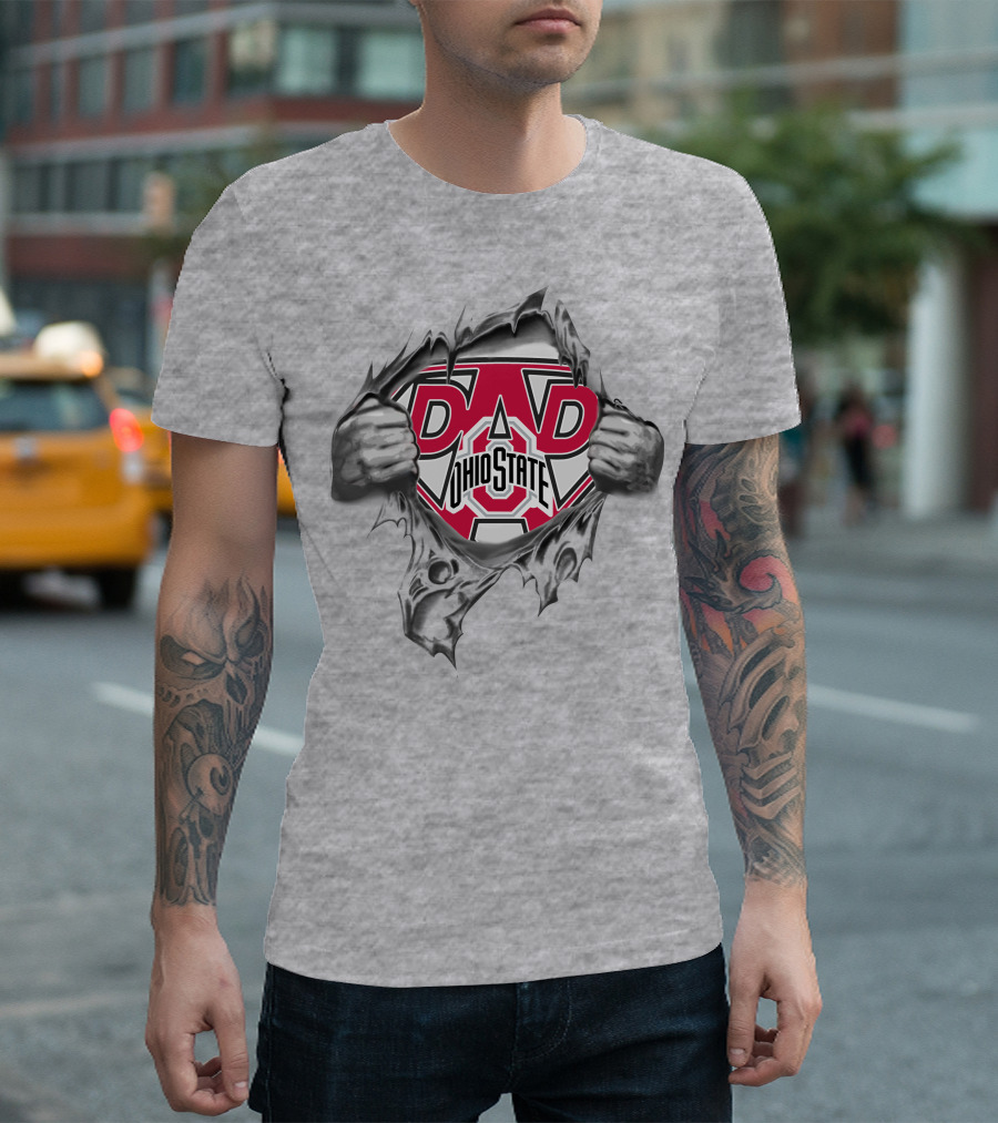Ohio State Buckeyes Dad Superhero Logo Tear-Away T-Shirt