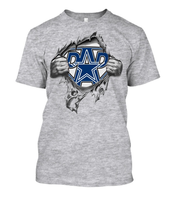 Cowboys Super Dad Star Emblem Ripped T-Shirt