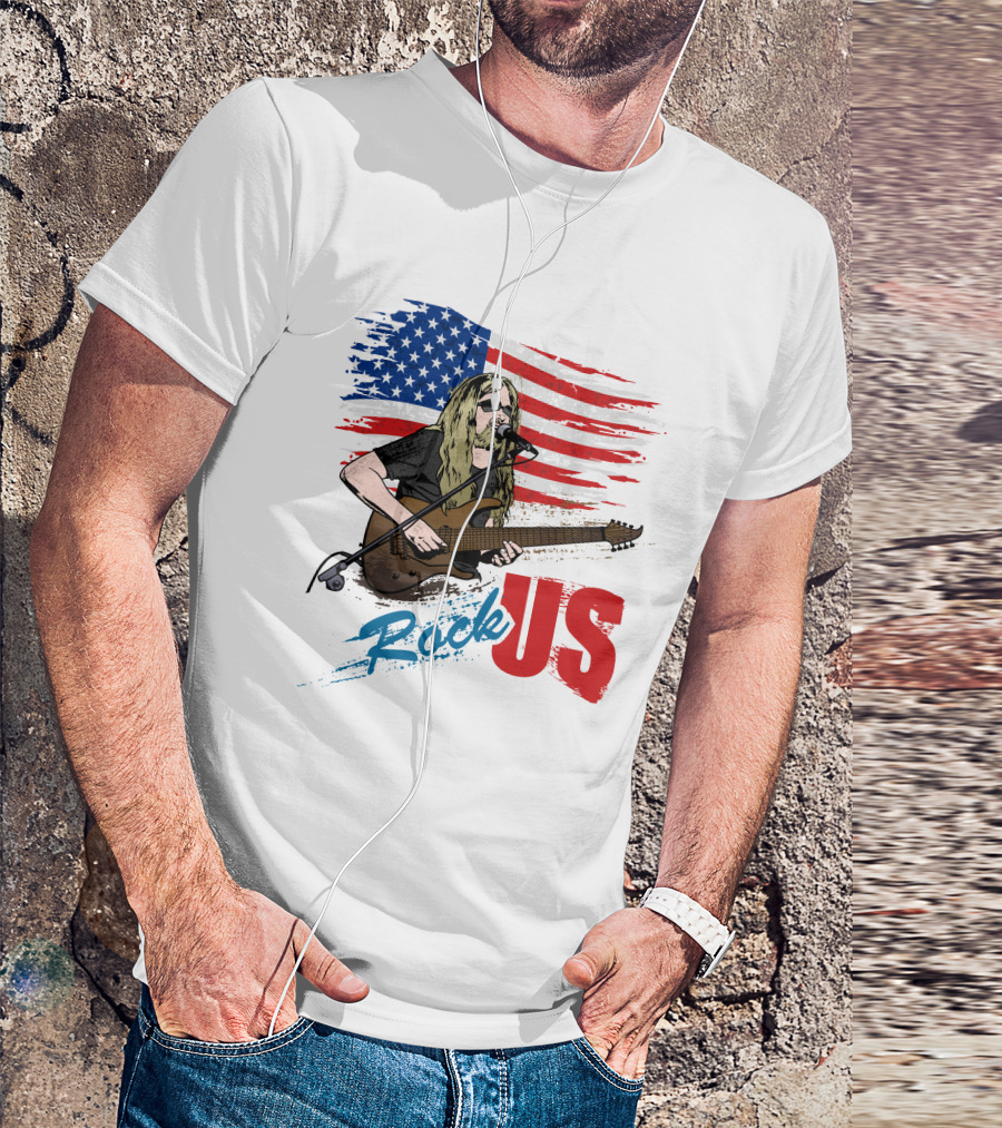 Rock US American Flag Guitarist Performance T-Shirt