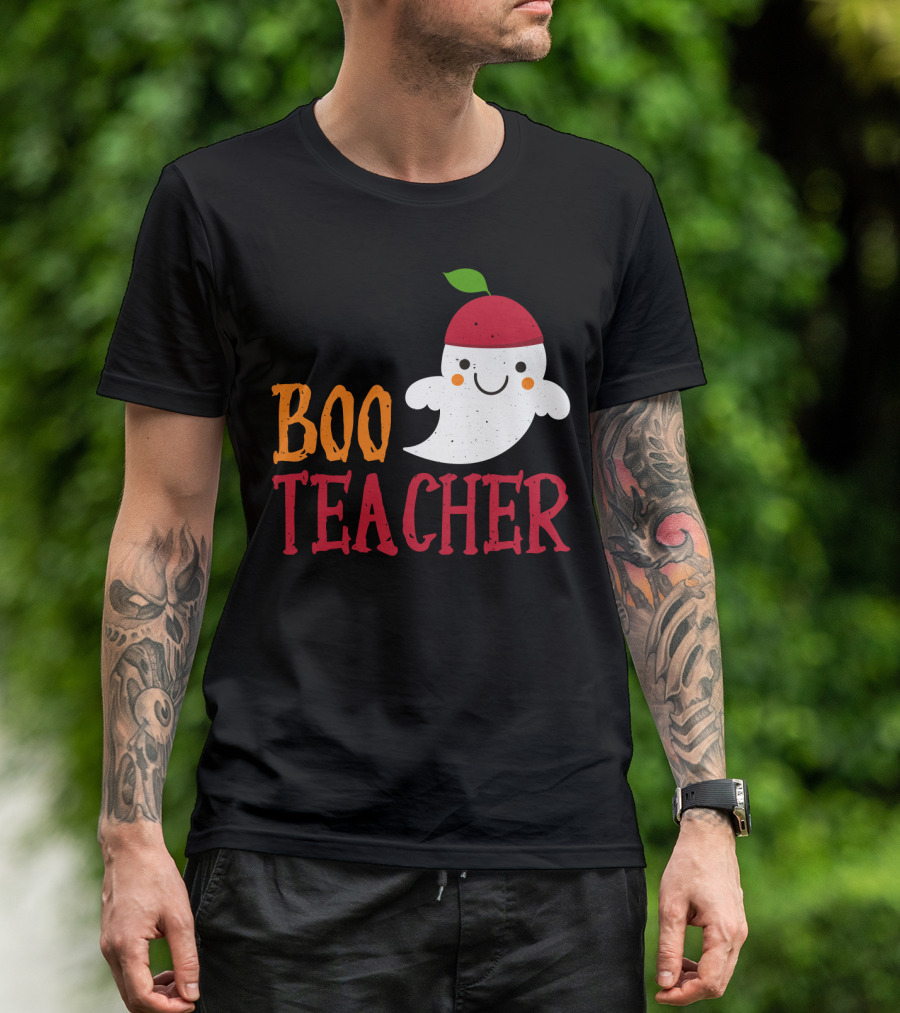 Boo Teacher Ghost Pirate Themed Funny Halloween Costume Teacher T-Shirt