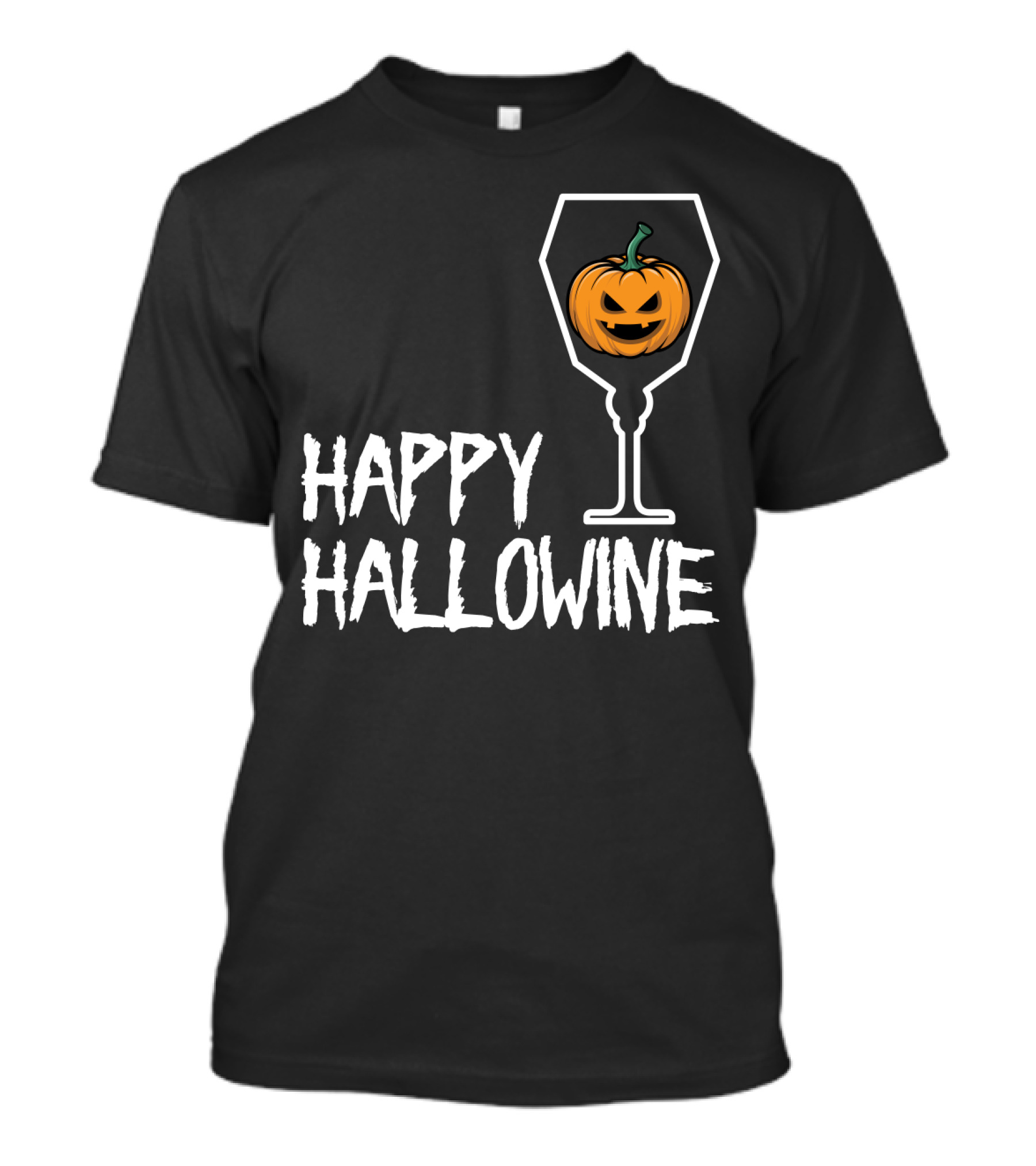 Happy Hallowine Jack-o'-Lantern Wine Glass Halloween Drinking Lover T-Shirt