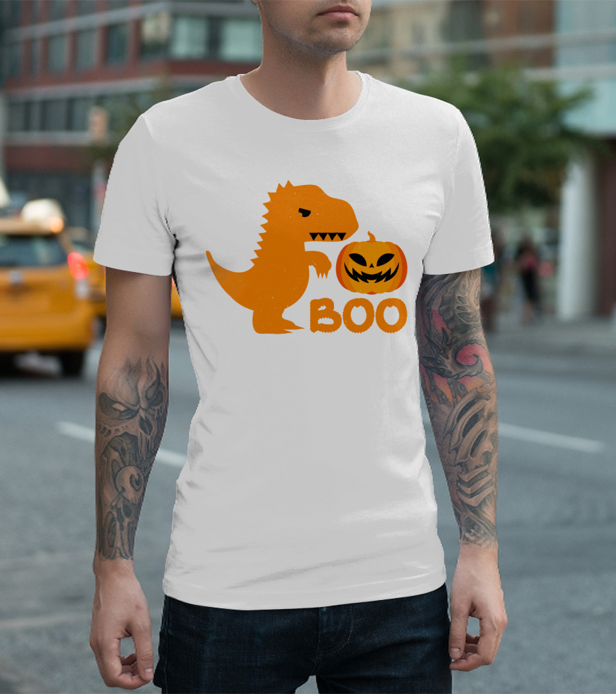 Boo Dinosaur with Jack-O'-Lantern Pumpkin T-Shirt