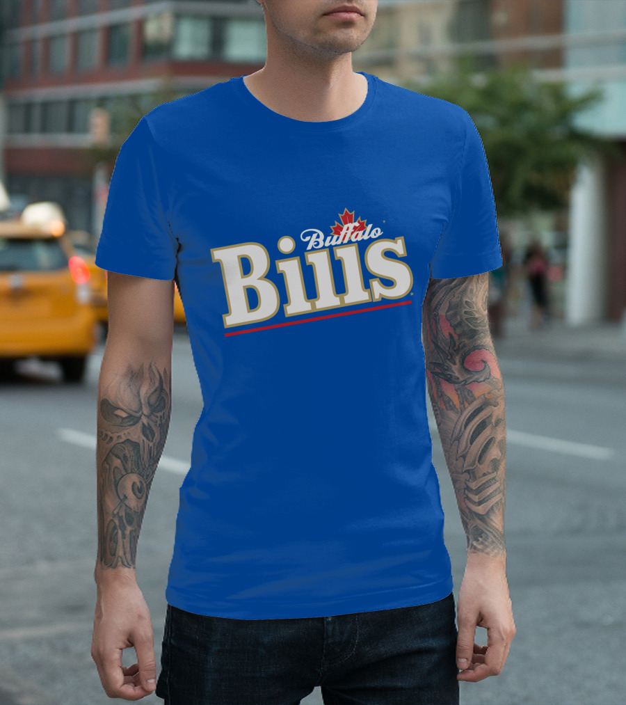 Buffalo Bills Logo With Red Maple Leaf T-Shirt