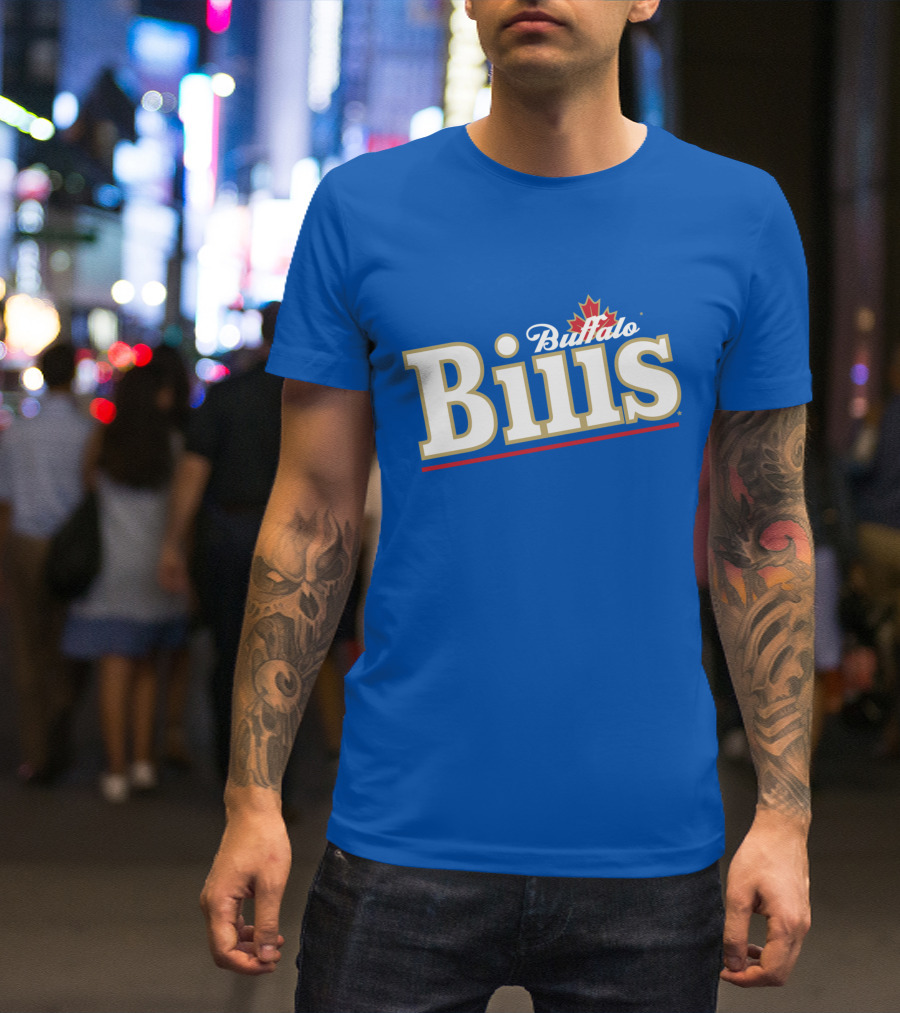 Buffalo Bills Logo With Red Maple Leaf T-Shirt