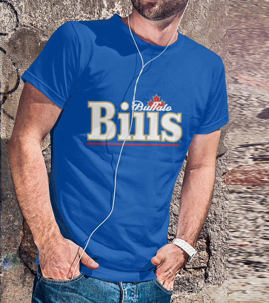 Buffalo Bills Logo With Red Maple Leaf T-Shirt