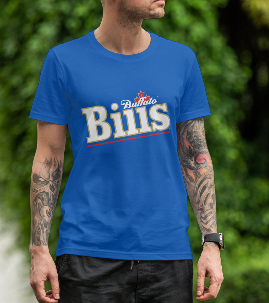 Buffalo Bills Logo With Red Maple Leaf T-Shirt