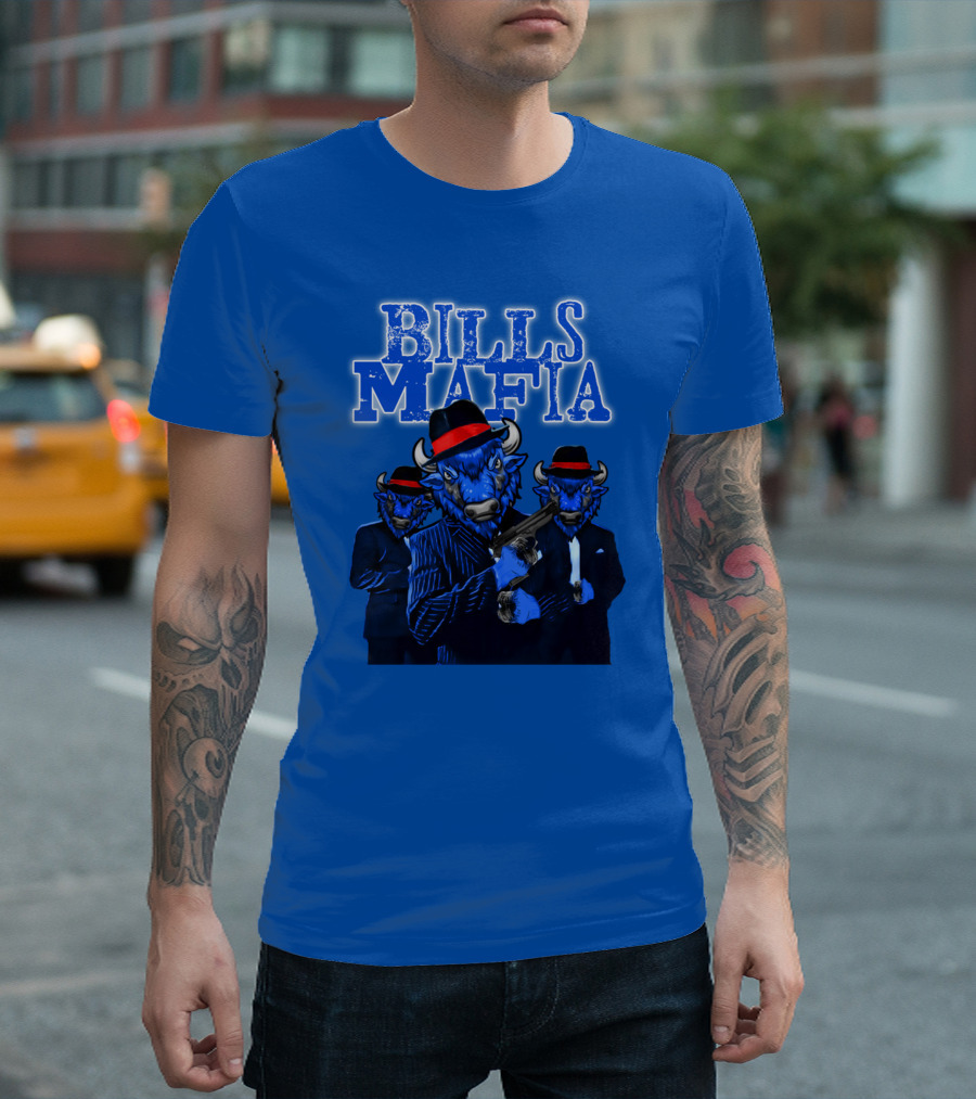 Bills Mafia Suited Blue Bulls Gang with Red Hats T-Shirt