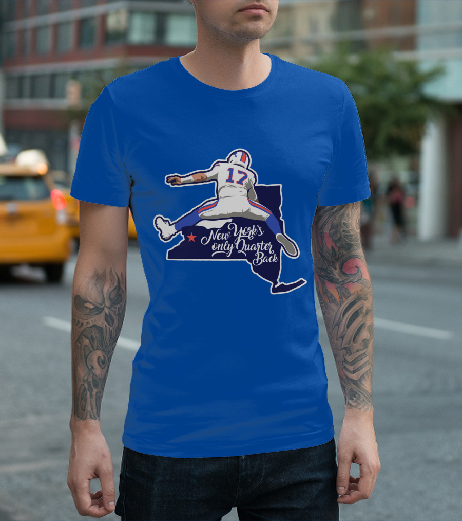 New York's Only Quarter Back 17 Football Outline T-Shirt