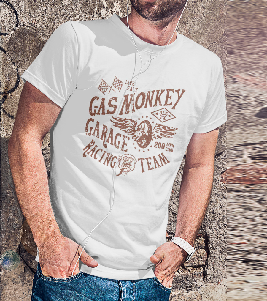 Gas Monkey Garage Racing Team Live Fast 200 MPH Club DLS TX T-Shirt