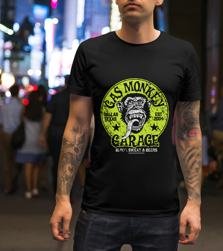 Gas Monkey Garage Dallas Texas Est 2004 Blood Sweat And Beers Vest Green T-Shirt