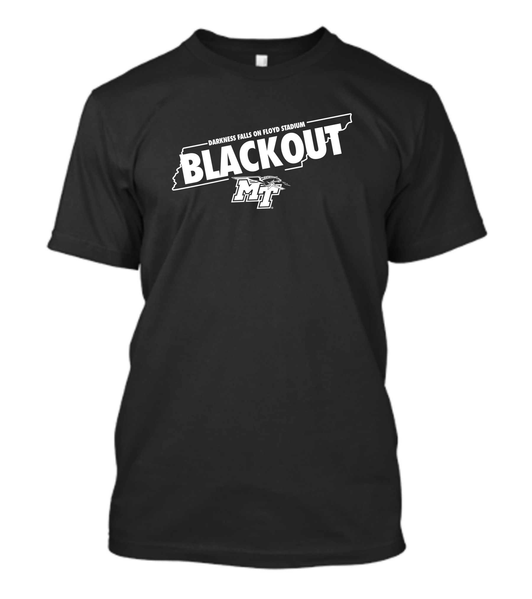Darkness Falls On Floyd Stadium Blackout MT Logo Middle Tennessee T-Shirt