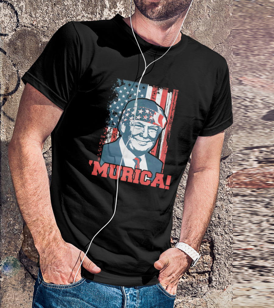 President Donald Trump 'Murica Patriotic USA Flag Bandana T-Shirt