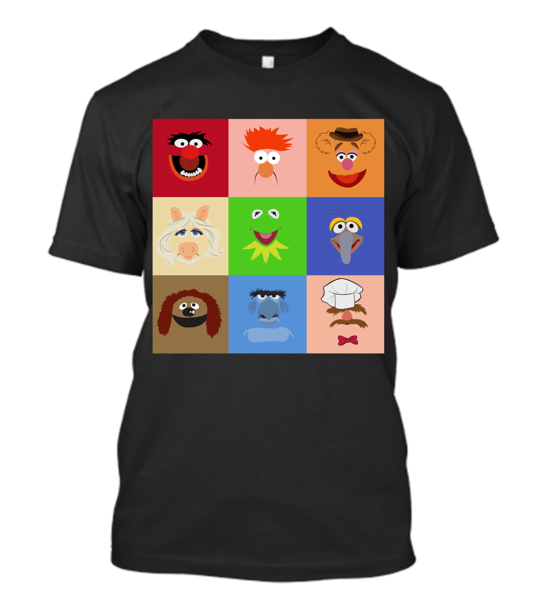 Muppets Faces Grid Featuring Kermit Piggy Fozzie Gonzo And More T-Shirt