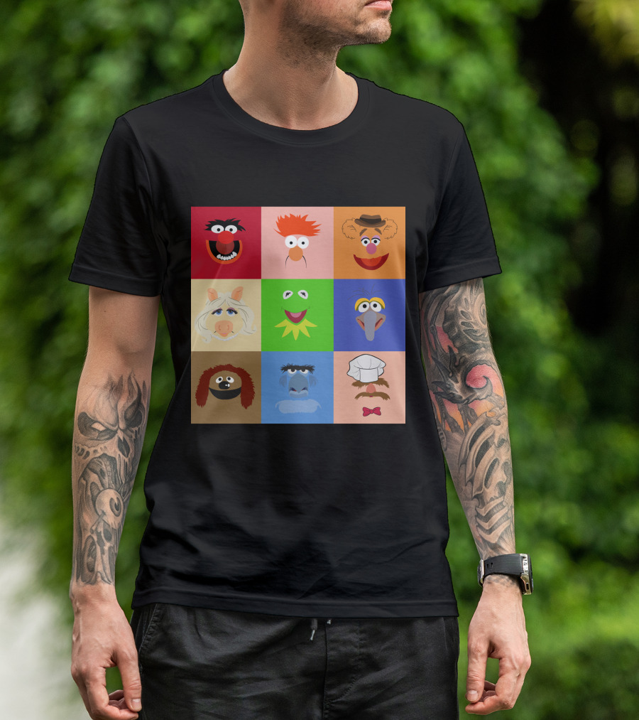 Muppets Faces Grid Featuring Kermit Piggy Fozzie Gonzo And More T-Shirt