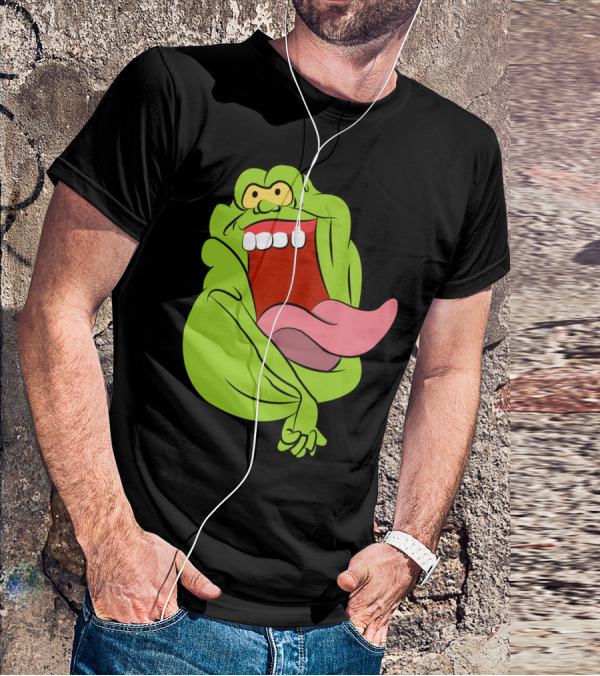 The Real Ghostbusters Slimer Tongue Out Iconic Cartoon Ghost Character T-Shirt