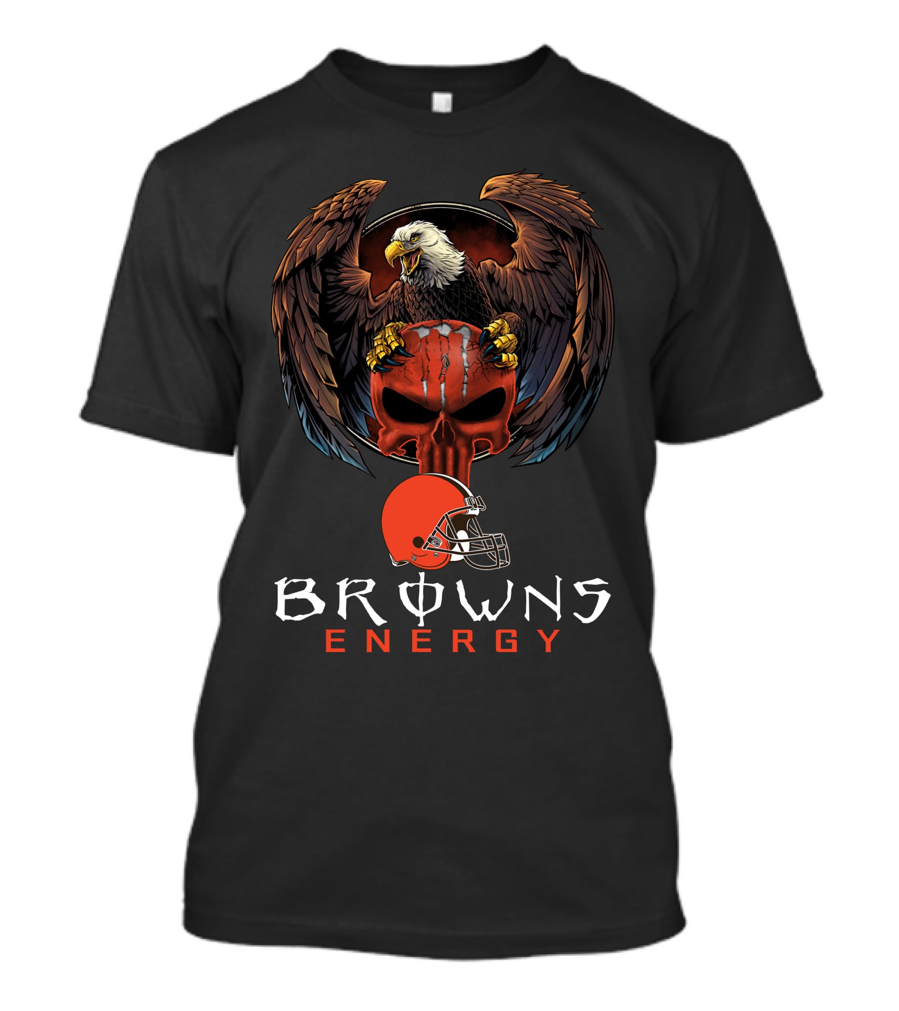 Browns Energy Cleveland Browns Eagle Skull Helmet T-Shirt