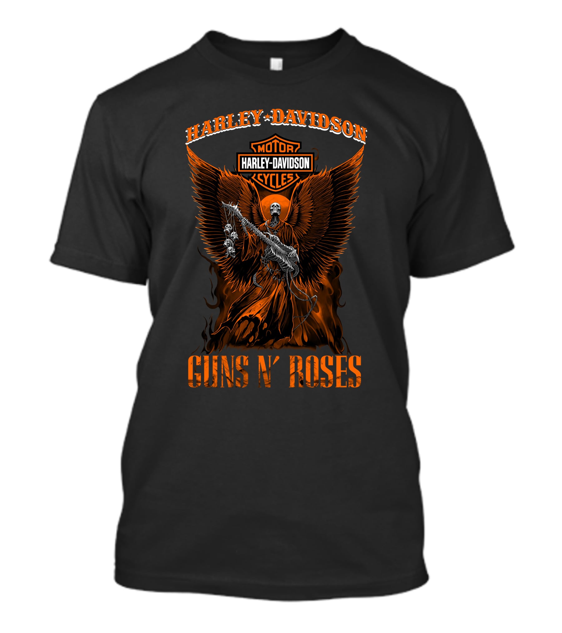 Harley Davidson Motor Cycles Guns N' Roses Angel With Guitar T-Shirt