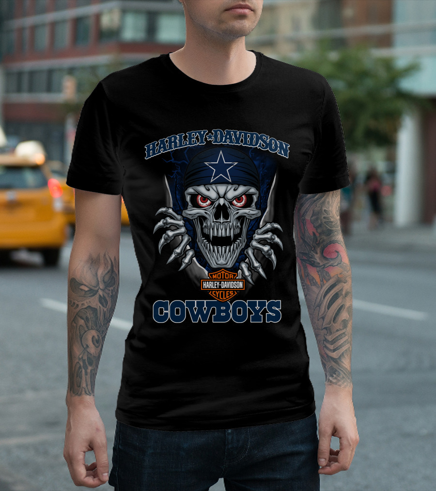 Harley Davidson Motor Cycles Skull Cowboys T-Shirt
