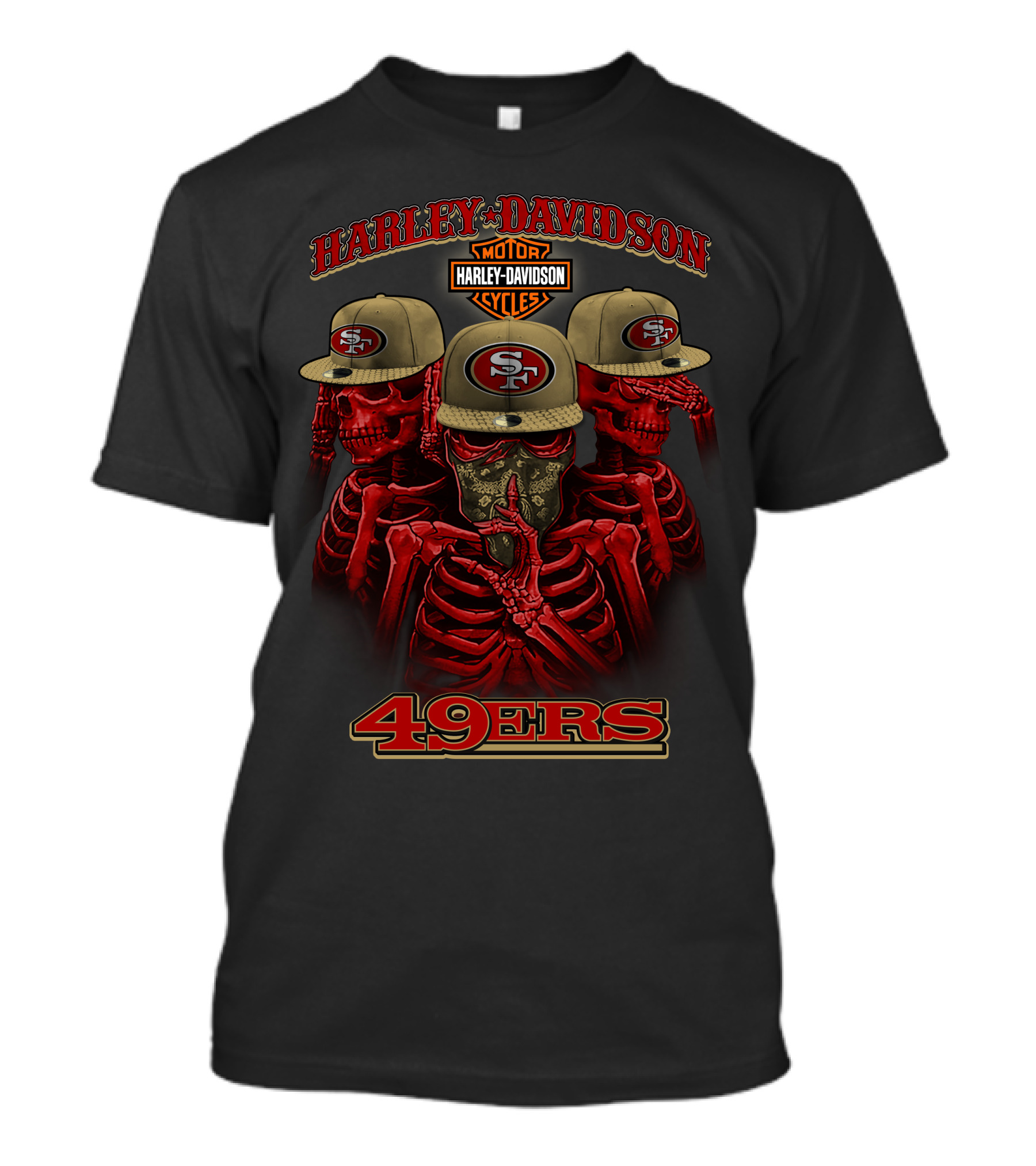 Harley Davidson 49ers Motorcycles Sf Skull T-Shirt