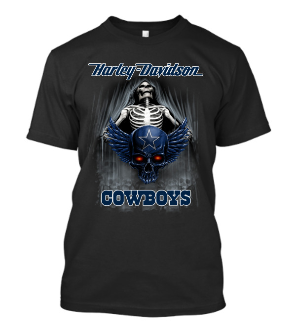 Harley Davidson Skeleton Skull Star Cowboys T-Shirt