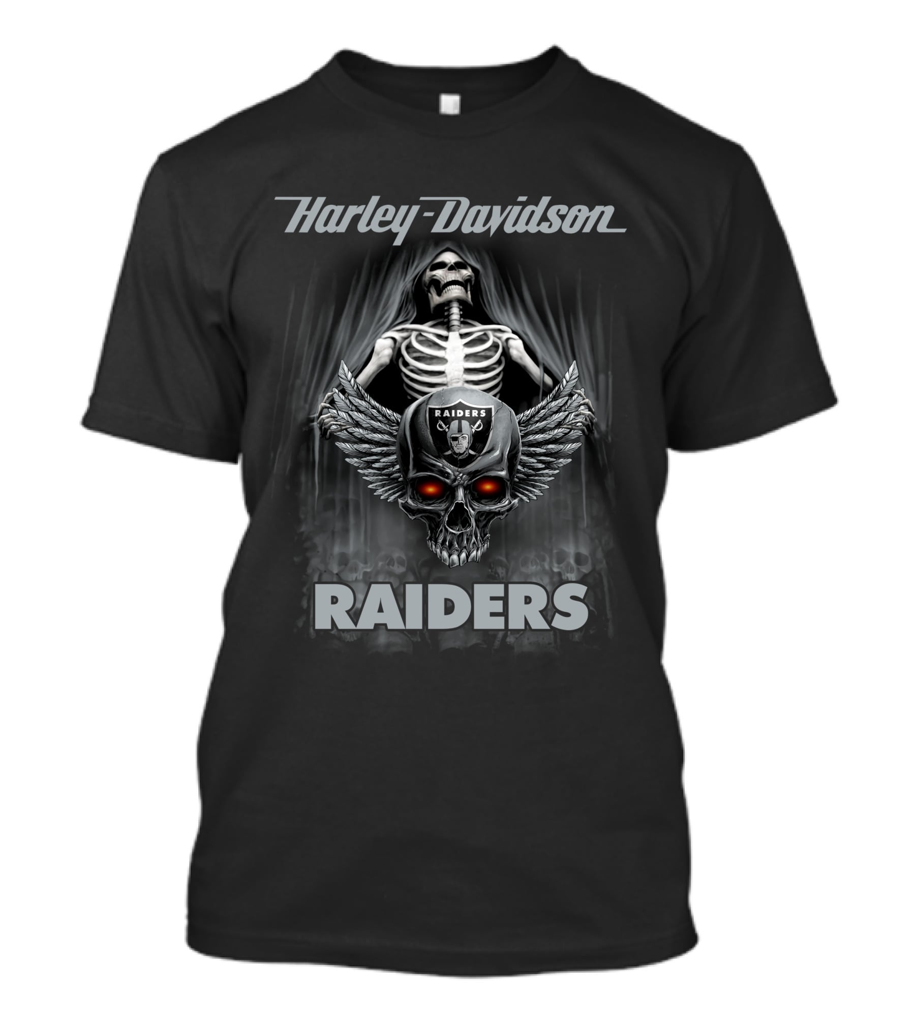 Harley Davidson Raiders Skeleton Skull Wings Las Vegas T-Shirt